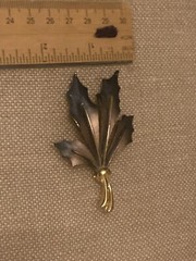 Vintage Lind Gal Oak Leaf Leaves Bouquet Brooch Pin Enameled Botanical Signed
