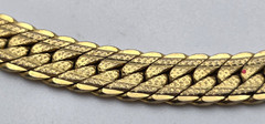 Vintage Gold Tone Diamond Cut Flat Curb Cuban Chain Necklace 24 In 6.1mm