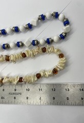 Lot 2 Pc Vtg Chunky Necklaces Blue Silver & White & Shell w Faux Amber Nuggets