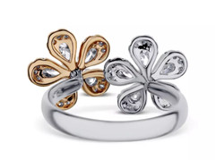 Lab-Created Sparkle White 3.22CT Diamonds Beautiful Double Flower Design Ring