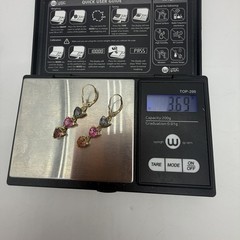 14K Yellow Gold Mystic Pink Topaz Leverback Earrings Stamped VA