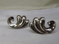 Vintage Danecraft Sterling Silver Swirl Shaped Screw Back Earrings 1.25″ #729