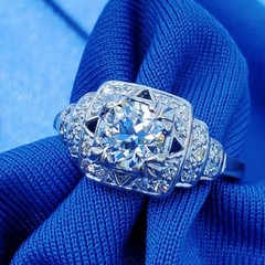 Original EARTH MINED DIAMOND Deco Engagement Ring Vintage PLATINUM Solitaire S 6
