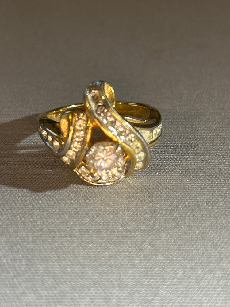 Vintage 18KT HGE Gold Plated Swirl Ring Size 7