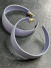Vintage 1.8” Purple Textured Enameled Metal Hoop Earrings