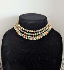 Vintage 1950s/60s Glass Sugar Bead Candy 4-Strand Choker Necklace