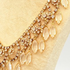 Gold‑Tone Bridal Necklace w/ Prong‑Set Marquise & Round Stones, Clear Elegance