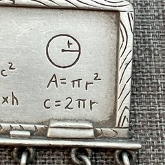 JJ Teachers Pin Brooch 2 In Silver Pewter Math Geometry School Charm Chalk Board