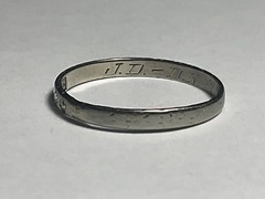 Flush Set Antique Diamond Ring 18k White Gold Wedding Band 30s Sunburst Stacker