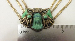 Antique Vintage 1920s EGYPTIAN REVIVAL NECKLACE art deco green czech glass