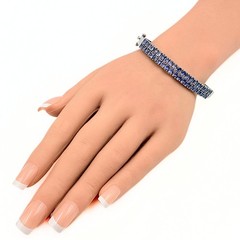 Contemporary Marked BBJ Sterling Silver 2 Row Amethyst Tennis Bracelet