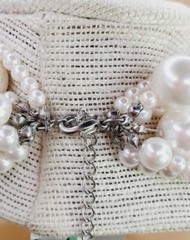 16″ Six Strand Faux Pearl White Beaded Necklace W/Silver tone Clasp bl03