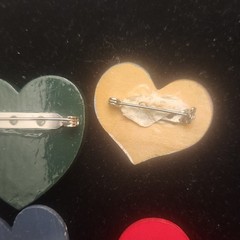 Vintage Heart Brooch Lot Mixed Materials And Styles