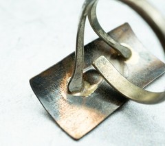 Vintage Hammered Copper Engraved with Pinecone Ring – Adjustable Size – Handmade