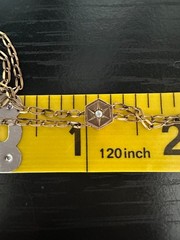 Antique 24″ Signed GF Octagon Star Slide Necklace with Seed Pearl