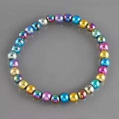 Natural Mystic Hematite Stone Bracelet Stretchable Handmade Bracelet Round Beads
