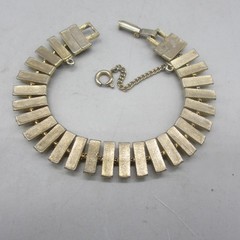 Vintage MCM Bracelet Textured Gold Tone Links Safety Chain