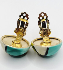 3 Piece Vintage Floral & Geometric Bead Necklace Clip On Earrings Brooch Set