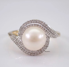 2Ct Round Cut Lab-Created Pearl Double Halo Engagement Ring 14K Yellow Gold Over