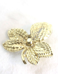 Vintage Goldtone Brooch/Pin Leaf Shaped Lapel/Scarf Pin Secure Clasp