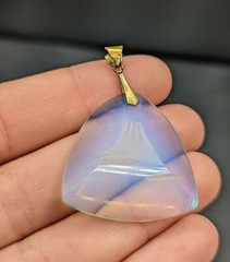 Vintage Reverse Carved Opalite Opaline Glass Volcano or Mountain Japan Pendant