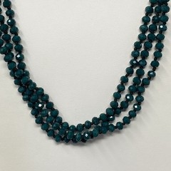 Designer Flapper Beaded Necklace Teal Green Fire Polished Czech Glass JM 78″