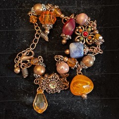 Vintage Jewelry Lot 9 Pc Bead Bracelet Key Frog Circle Pins Brooch Waltham Watch