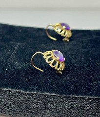 Vintage 14K Yellow Gold 1.00ct Amethyst Halo Jacket Women’s Earring