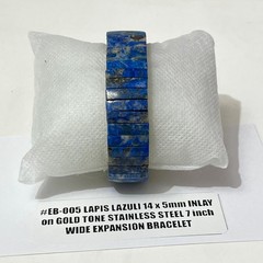 1970’s Western Boho Style Lapis Lazuli Stone VTG GOLD Tone Expansion Bracelet