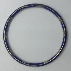 VTG CHINESE EXPORT CLOISONNE COBALT BLUE ENAMEL BANGLE BRACELET PINK FLOWERS