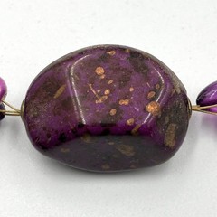 Vintage Style Purple Beaded Illusion Necklace Bronze Tone Boho Statement Fashion