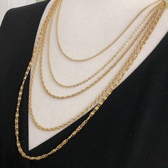 Vintage Multiple Strand 5 Strands Gold Tone Chain Necklace