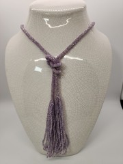 Antique Art Deco Lariat/Sautoir Necklace Micro Lavender Beaded Crochet w/ Tassel