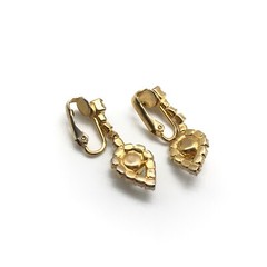 Vintage Clear & AB Rhinestone Gold Tone Sparkly Ladies Dangle Clip On Earrings
