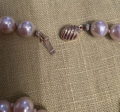 Vintage Marvella Single Strand Knotted Faux Pearl Necklace Champagne Slide Clasp