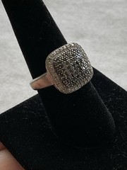 Vintage BBJ 925 Sterling Silver Ring Size 7.75 Square Shape Estate Jewelry