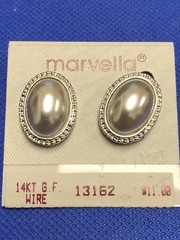 VTG MARVELLA UNSIGNED SILVER TONE FAUX GRAY PEARLS STUD EARRINGS NWT