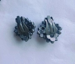 Vintage Royal Blue Clip-On Costume Jewelry Earrings Heavy Good Quality