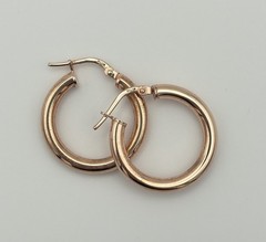 Vintage Milor Signed Italy Bronze Puffy Hoop Earrings French Wire 21mm