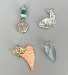VTG Lot 10 Pendants Mixed Materials Cloisonné Acrylic Metal Enamel