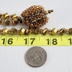 Vintage Gold Crystal Pendant Beaded Necklace 21 in Box Clasp