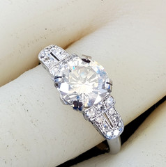 Original EARTH MINED DIAMOND Deco 2ct Engagement Ring Vintage PLATINUM Solitaire