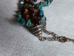 Vtg 80s EsMor Signed Multi-Strand Turquoise/Tiger’s Eye Boho Statement Necklace