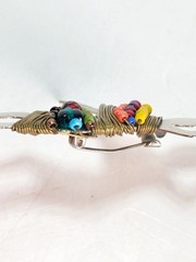 Vintage Liz Tech Handmade African Tribal Dancer Beaded Metalwork Brooch Pin