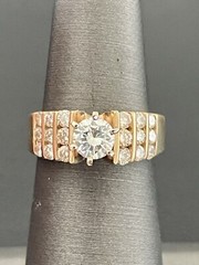 14k Yellow Gold Ring 1/2CT Center Stone with 0.60CTW Side Diamonds (B21)