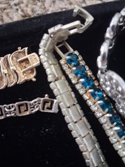 ANTIQUE VINTAGE Deco Sterling Mix Rhinestone JEWELRY LOT All Wearable 400grams