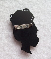 Vintage Wearable Art Fashion Black Lady Hand Layered Acrylic Pin or Brooch – NOS