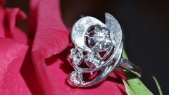 14k white gold 0.16ct diamond size 5.5 ring handmade 1920’s antique 4.0gr