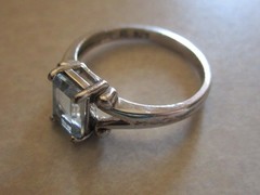 Vintage Sterling Silver 925 Square Shape Stone “Light” Blue Topz CZ Ring Sz. 6