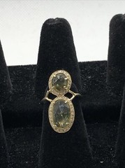 Vintage 14K Yellow Gold Quartz 2.25CTW Ring with Diamonds Accent 0.25CTW 2.6gr.